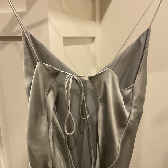 ZARA - Mini Dress - Silver Satin Tie-Back Dress - Women’s M - Gently used! - Picture 4 of 6